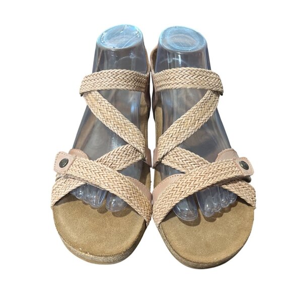 Taos Trulie Braided Leather Cork Sandals Beige Pink Stone Size 41 / US 10 - Picture 7 of 10